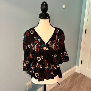 Silk dressy vneck and ruffled bottom